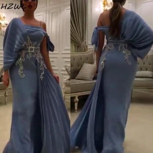 One Shoulder Mermaid Evening Dresses Saudi Arabia Sash Lace Appliques Beads Plus Size Prom Dress Mother Of Bride Gowns платье