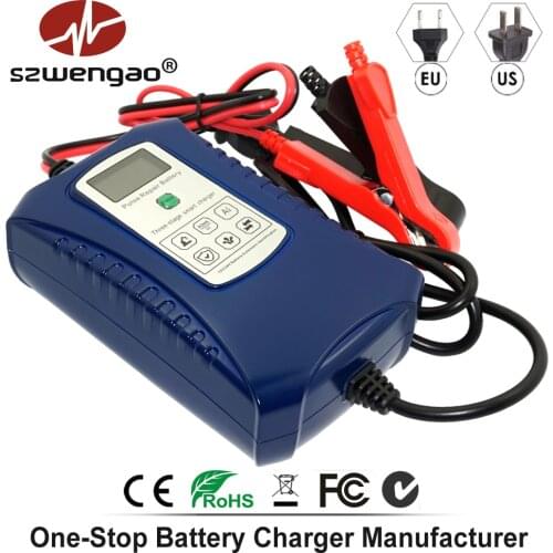 12V/24V Smart Pulse Repair Charger LCD Display Motorcycle Cars Battery Charger 12V 4A AGM GEL Lead Acid Battery Charger