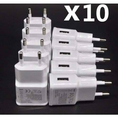 5V 2A EU USB Charger Power Adapter for Samsung Galaxy M21 A10 J3 J5 j7 A3 A5 A7 2016 Note 2 4 5 S4 S6 S7 EDGE 10Pcs/Lot
