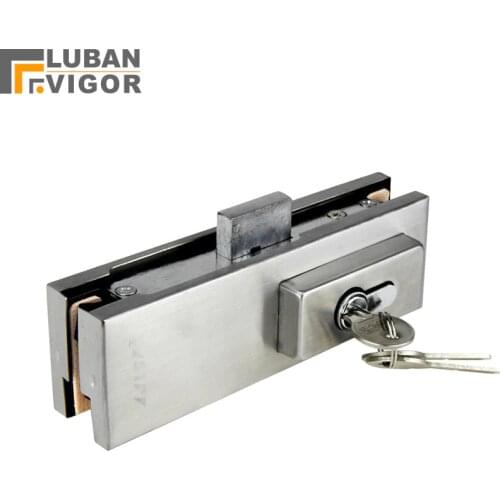 Glass Door clips Lock/bolt/ Ground latch,strengthen,stainless steel,no drilling ,fine drawing,Frameless glass door,10-12mm
