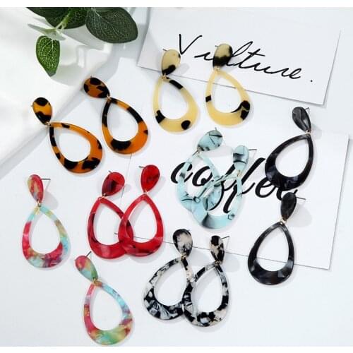 2019 New Bohemia Acrylic Acetate Print Ladies Drop Earrings Simple Geometric Luxury Acetic Acid Earring Mujer Jewelry Female