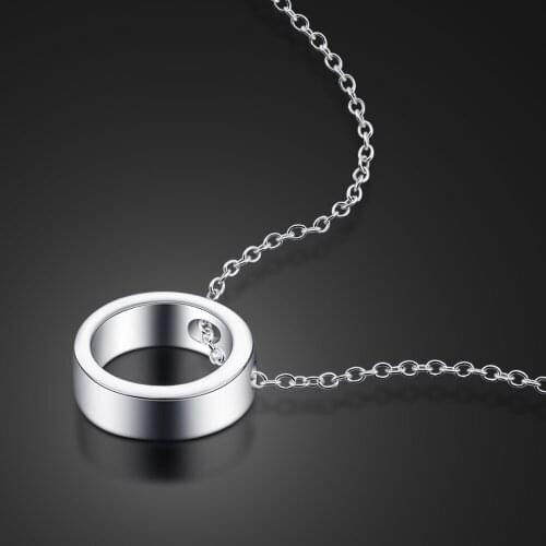 New Fashion Simple silver circular pendant jewelry Women fashion 100% 925 Sterling silver necklace Wholesale charm Choker gift