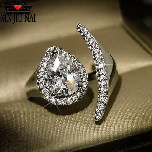 Punk new embracing twisted arm high-grade water drop beach inlaid single diamond female luxury opening adjustable ring