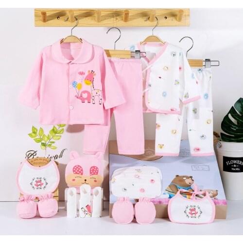 18PCS/Set Fourseason 18Pcs/Set Newborn Clothes Set Printed Unisex Cotton Infant Clothing Baby Underwear Suit Baby Shower Gift