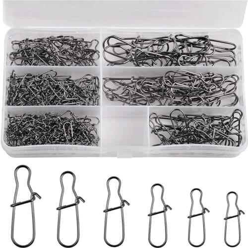 210Pcs/box Stainless Steel Fishing snap swivels 66LB-220LB Fast Big game fishing connector Safety Snaps Fishing tackle