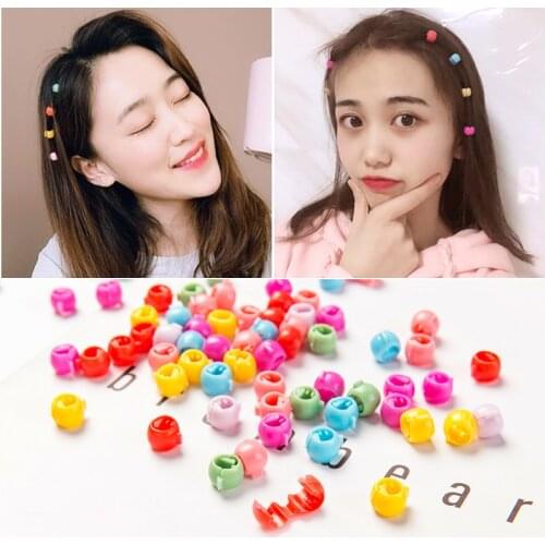 30pc Newest Charm Beads Hairpin For Girls Candy Colors Plastic Mini Hair Clips Cute Multi Color Doug Buckle For Hair Accessories