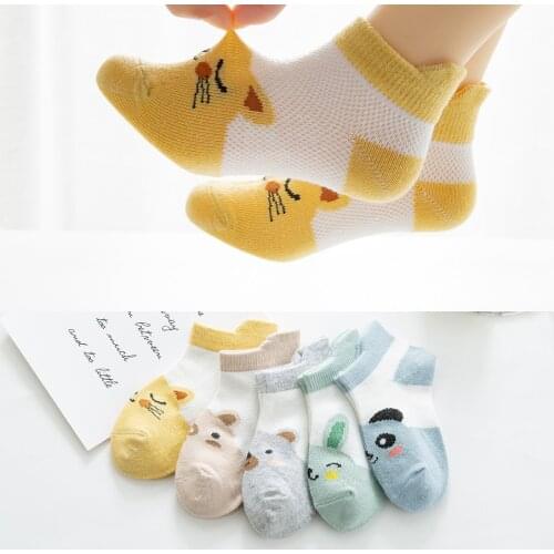 5Pairs/lot2-9Y Baby Socks Summer Cotton Animal Cartoon Kids Socks Girls Mesh Cute Newborn Boys Toddler Socks Baby