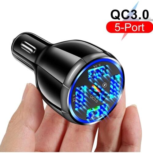 5 Ports Car Charger Fast Chargers 3.0 for iphone 12 pro max xiaomi HuaWei Samsung Mobile Phone usb charger chargeur car Charging