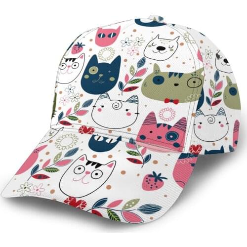 2021 Summer New Unisex Outdoor Sport Sunscreen Baseball Hat Running Visor Cap Cute Cat Heads
