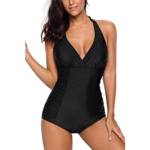 Quick Drying One Piece Swimsuit Womens 2020 Sexy Halter, Open Back and Belly Covering Swimsuit