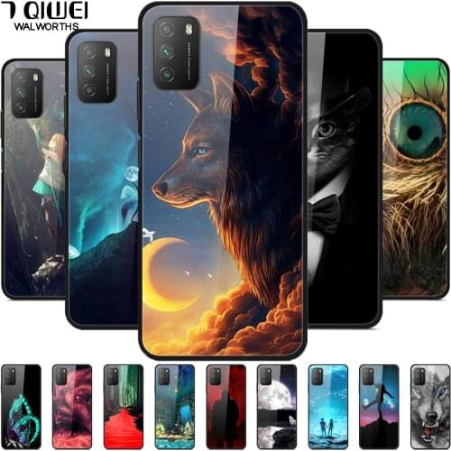 Tempered Glass Case For Poco M3 Case Hard Shockproof Back Cover For Xiaomi Poco M3 Pro 5G Cases PocoM3 M 3 Coque Capa Luxury