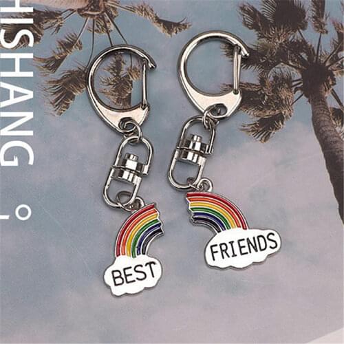 Girlfriends Color Friendship Stitching Rainbow White Cloud Couples Good Friends Stitching Keychain Fashion Good Friends Gifts