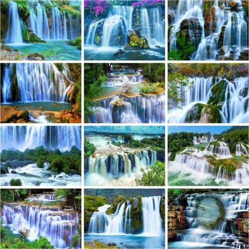 Evershine Diamond Embroidery Waterfall Wall Art 5D DIY Diamond Painting Landscape Full Square Round Rhinestone Picture Crafts