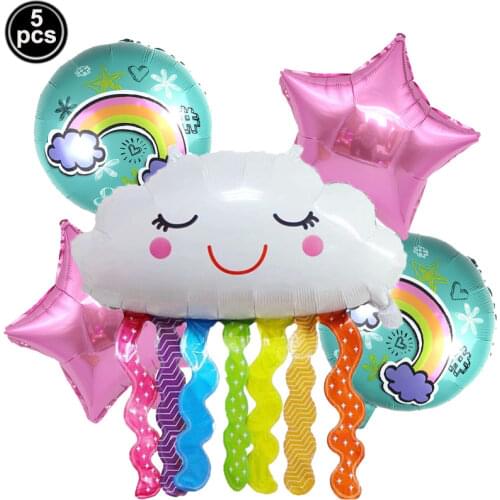 Cloud Foil Balloon Tassels Rainbow Cloud Balloons Kids Happy Birthday Sun Foil Ballons Set Rainbow Themed Party Decor Supplies