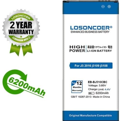 LOSONCOER 6200mAh EB-BJ510CBC Battery for Samsung Galaxy J5 2016 Edition j5109 j5108 J510 J510 J510FN J510F J510G J510Y J510M