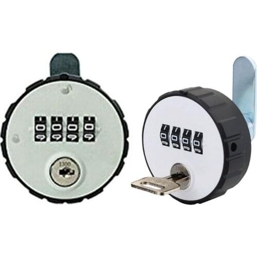 Combination Cabinet Cam Lock 4 Digital Round Padlock with Key Drawer Door Gym School Locker with Key Reset Security 51BF