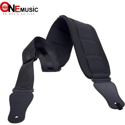 Leather Head Space Cotton Guitar Bass Strap 3.7inch Strap Black