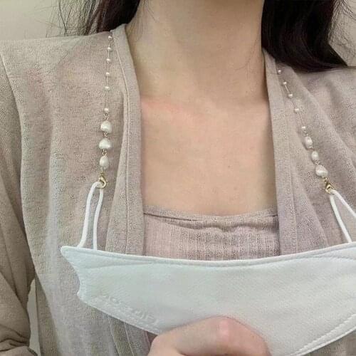 Love Heart Mask Lanyard Fashion Necklace Glasses Chain Hooks Pearl Mask Chain Mask Decoration Accessories Hanging Glasses Holder