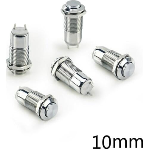 1pc 10MM 2pin Panel Hole Metal Button Switch Latching Power Push Button High Head Self Locking/ Reset soldering IP67 1NO