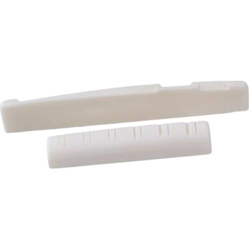 Set Of 1 Bone Slotted Saddle Nut For Instrument Accs 12 Strings Folk Guitar