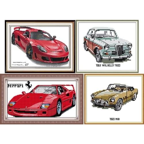 Luxury cars&antique car 11CT14CT counted cross stitch kits printed pattern DMC on fabric canvas sewing needlework embroidery set