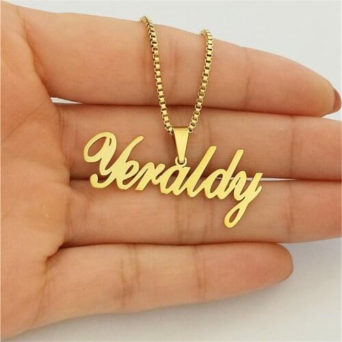 Custom Initial Necklace Stainless Steel Box Chain Collier Customized Name Collier Femme Collane Hip Hop Jewelry