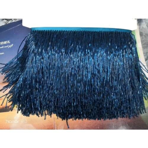 Handmade 15cm wide beaded fringe trimming,5yard, about 270 beads threads/yard