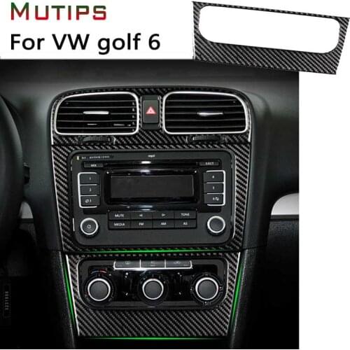 Mutips air conditioning center control adjustment button panel cover carbon fiber For VW volkswagen golf 6 gti R MK6 2008-2012