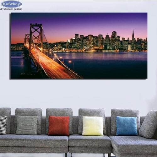 Full,Diamond Painting,Night city bridge,landscape,beads Cross Stitch,3D,diy,Diamond Embroidery,5d Diamond,Mosaic Kit,pattern