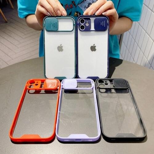 Transparent Clear Acrylic Push Window Shockproof Phone Cases for Apple iPhone 7 8 Plus SE 2020 X Xs XR 11 Pro Max 12Mini Cover