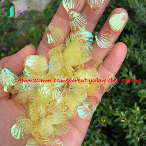 14/20mm Transparent Yellow Shell Fan-shaped Sequins DIY Jewelry Makeup Patch Clothes Skirt Background Decoration Sequins A0258F