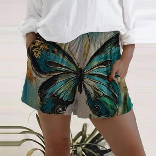 Flower Print Shorts Women Elastic High Waist Woman Shorts Summer Casual Shorts for Women Loose Hot Shorts Plus Size Femme Shorts