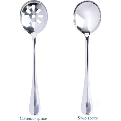 Stainless Steel Table Spoons with Long Handle Soup Colander Spoon for Ice Cream Dinner Spoons Rice Salad Kitchen Tableware