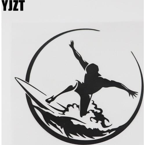 YJZT 13.3CMX12.1CM Surf Surfing Extreme Sport Decal Vinyl Car Sticker Black/Silver 8A-0747