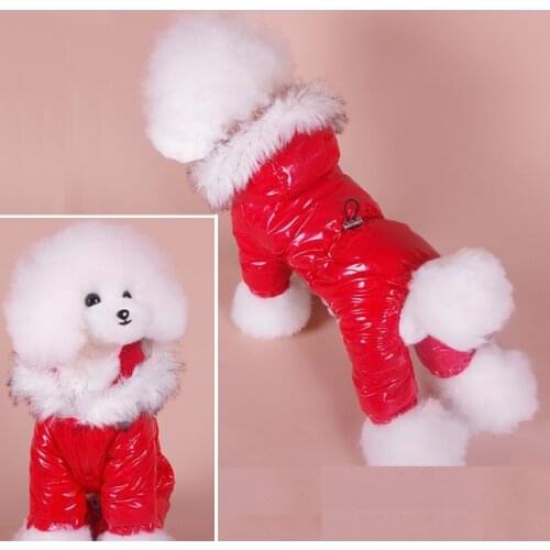 Winter Warm Jumpsuit for Dogs Faux Fur Hoodie Teddy Dog Parkas Eleastic Waist Overalls for Dogs XS S M L XL XXL