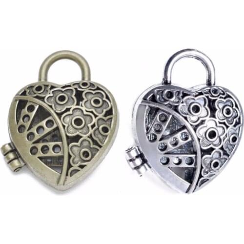 1pcs Antique Bronze Memory Flower DIY Vintage Floating Essential Oils Hollow Heart Diffuser Necklace Locket Pedants