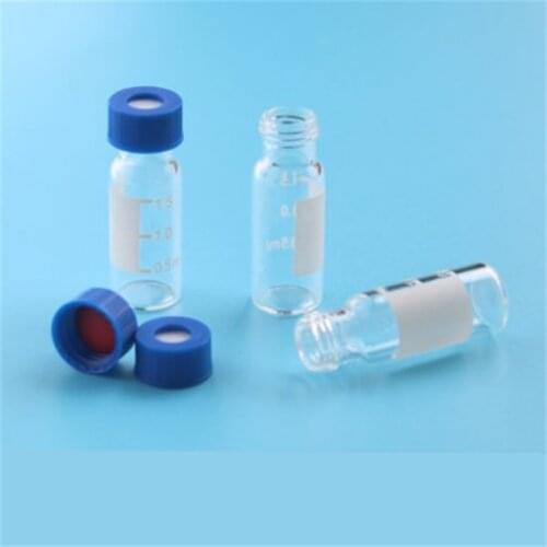 100pcs/lot Screw neck Chromatography vial for Agilent 2ml Auto sample bottle 9mm with scale Parse bottle with Cover septa