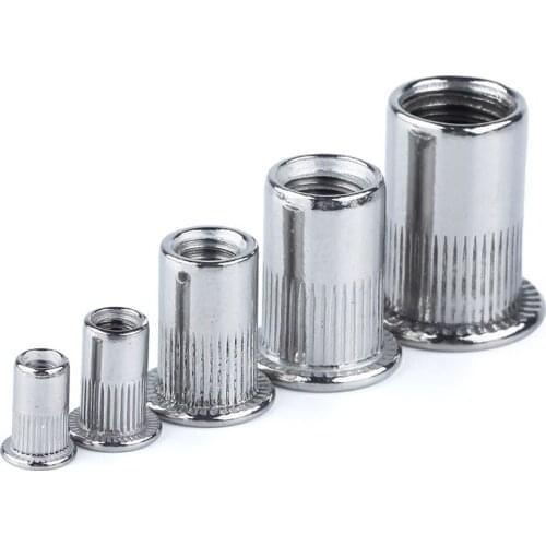 100pcs M3 M4 M5 M6 M8 M10 304 Stainless Steel Rivnut Small Countersunk Head Insert Nutsert Cap Rivet Nuts Knurled Rivet Nut
