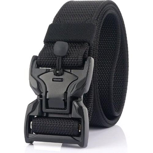 New Solid Nylon Tactical Belt Men Women Solid Canvas Belt Magnetic Buckle 3.8cm Army Training Combat Casual Belt HEA11