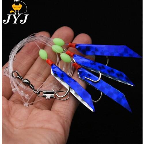 2 PACKS hook size No.7 No.2/0# fishing sabiki hooks bait , 4 arms fishing bait lure hand made