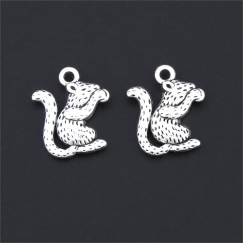 20Pcs Silver Color Squirrel Charms Animal Pendant Jewelry Making Bracelet Earrings Supplies Handcrafts 18X15mm A3229