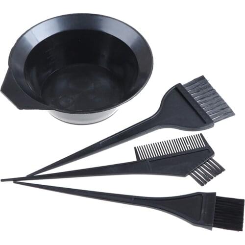 4Pcs Hair Color Dye Bowl Comb Brushes Tool Kit Set Tint Coloring Dye Bowl Comb Brush Twin High Quality Headed Brushes Set