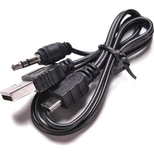50cm USB Mini Male to Male USB 2.0 5pin Standard + 3.5mm AUX Audio Jack Connection Adapter Cable for Speaker Mp3 MP4 Player