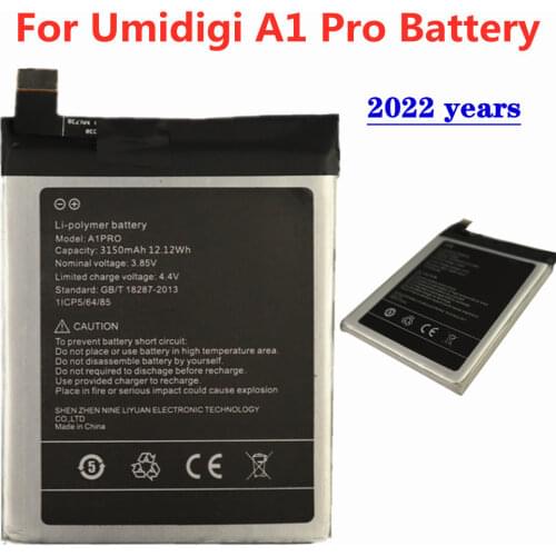 A1Pro Battery For UMI UMIDIGI A1 Pro 5.5inch MTK6739 3+16G Mobile Phone Battery 3150mAh Long Standby Time Batterie