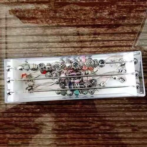 Acrylic Pandora Charm Beads Bracelet Jewelry Display Storage Box Troll Beads Ring Holder Show Case Organizer with Cover Package