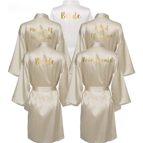 Satin Silk Robes Bridesmaid Bride Robe Bridal Robe Wedding Bathrobe Mother Maid of Honor Gown Women Sleepwear Champagne