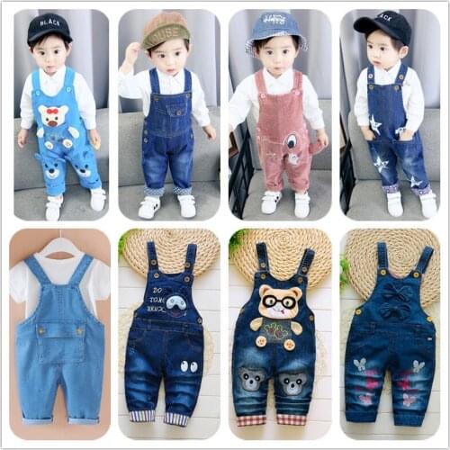 New born baby trousers infant cotton cute jeans little kids suspenders denim pants 0-4T yong baby outwear boys girls trousers