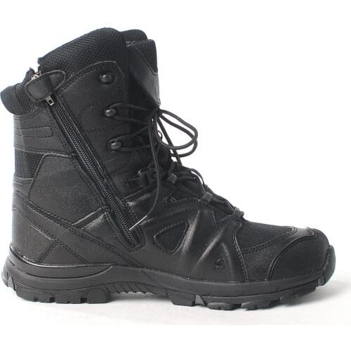CQB.SWAT Military Tactical Mens Force Black Boots Army Combat Zipper Cow Leather Boot high and low boots ZD-080