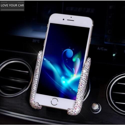 Car Vent Phone Holder Diamond Crystal Car Air Outlet 360-degree Rotating Car Phone Holder Car Accessories Interior for Girls