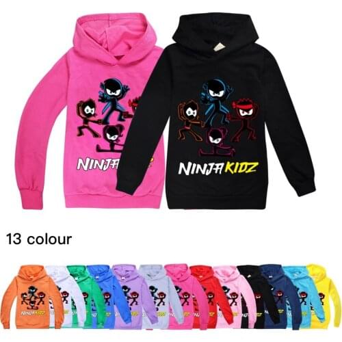 New children NINJA KIDZ Hoodies Tees Cotton Boys Spring Clothes Shirts Teen Girls Anime Cosplay T-Shirt Little Kids Hooded Tops